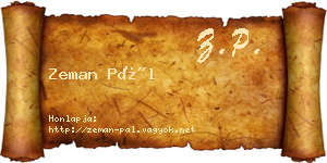 Zeman Pál névjegykártya